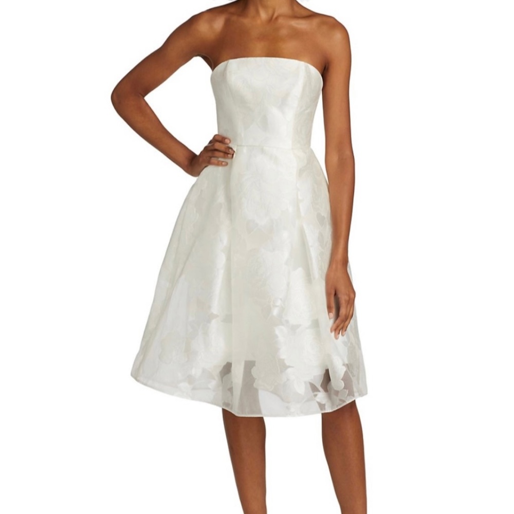 Amsale Rose Fil Coupe Fit-&-Flare Dress Size 10 A-Line Wedding Reception Dress
